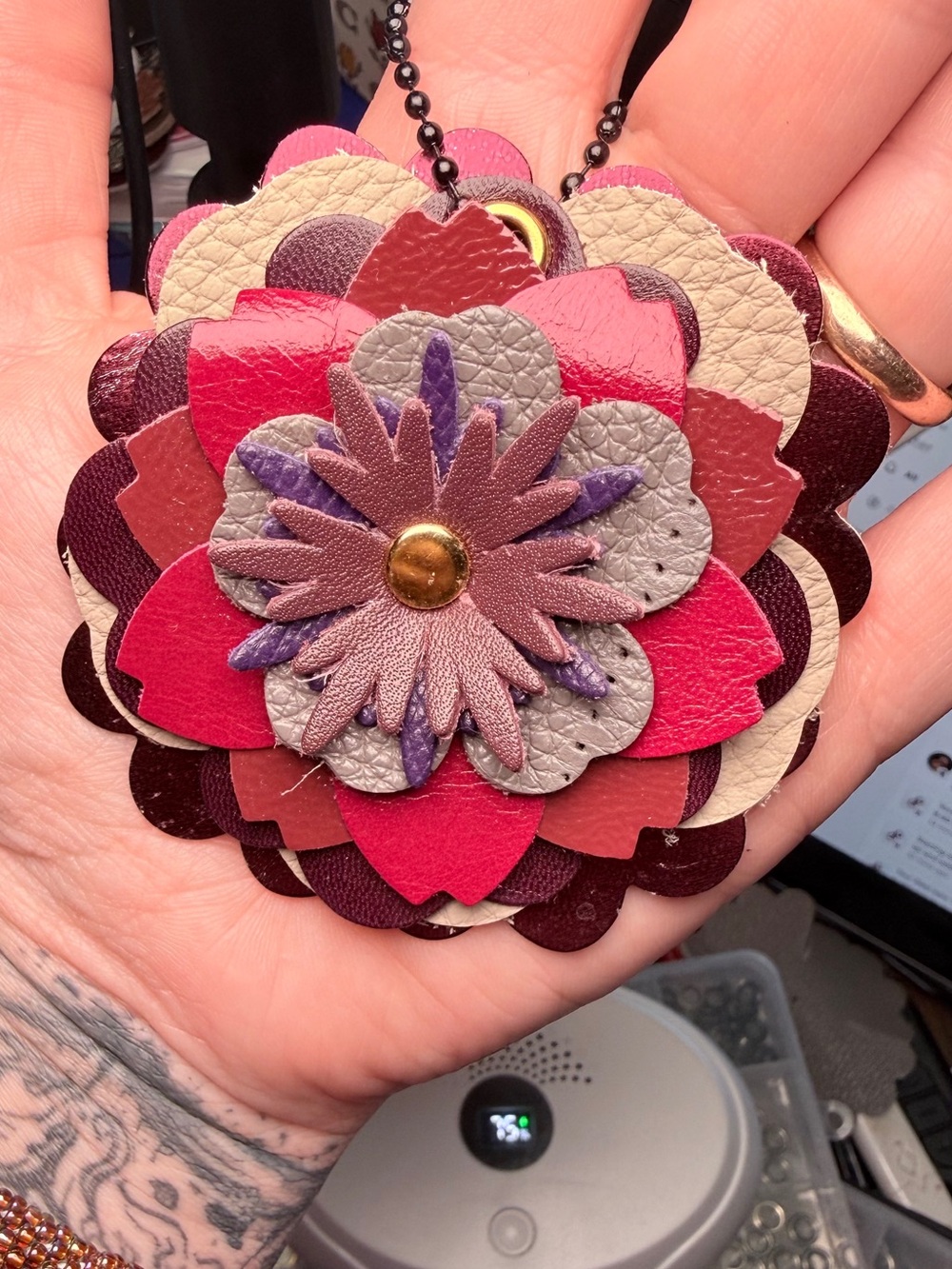 Handmade Floral Bag Charm 💜🩷